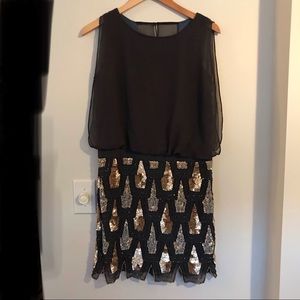 Like new Betsy & Adam charcoal gray cocktail dress
